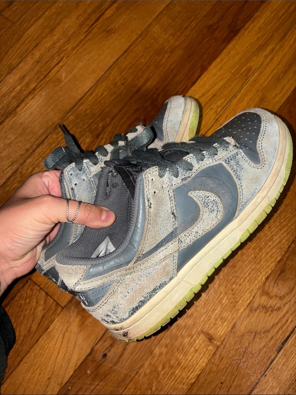 NIKE youth Halloween Dunk Grey and Lime Green Low-Top Sneakers